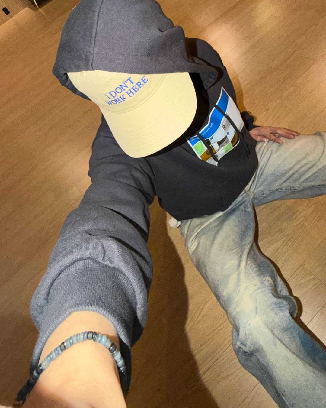 Photo shared by STANDARD FRIENDS on March 11, 2026 tagging @giriboy91. May be an image of hat, sweatshirt, sweatpants and text that says 'DON'T ORKHERE HERE WORK'.