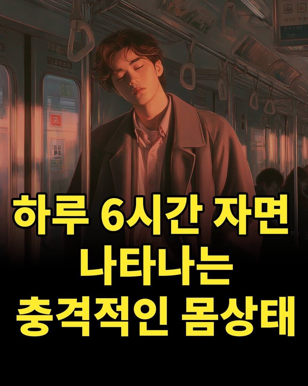 Photo by 애열 on February 20, 2026. May be an image of text that says '期利 하루 6시간 자면 나타나는 충격적인 몸상태'.