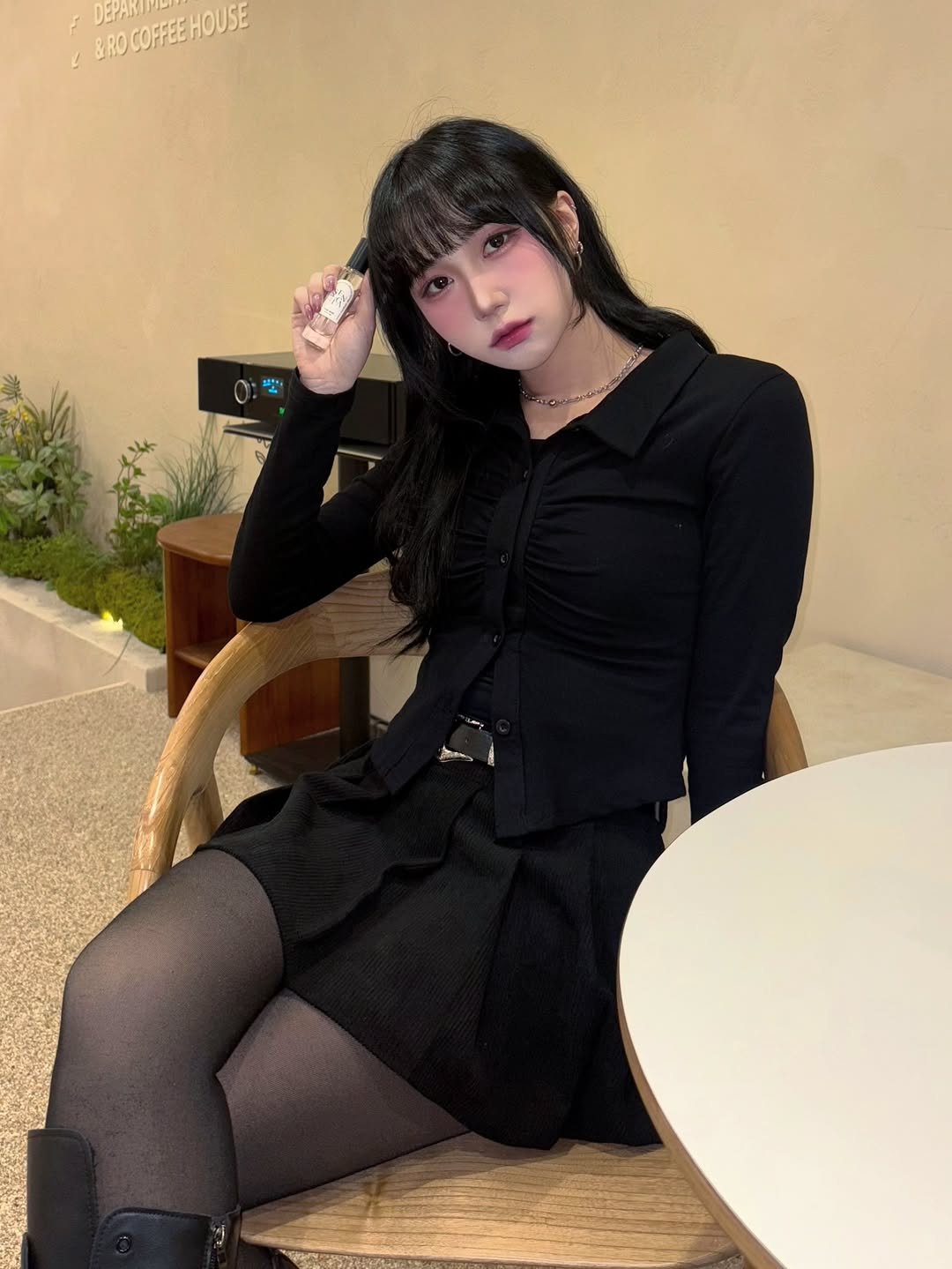 Photo shared by Nyx on March 12, 2026 tagging @scentica_official. May be an image of one or more people, hair, miniskirt, costume and text.