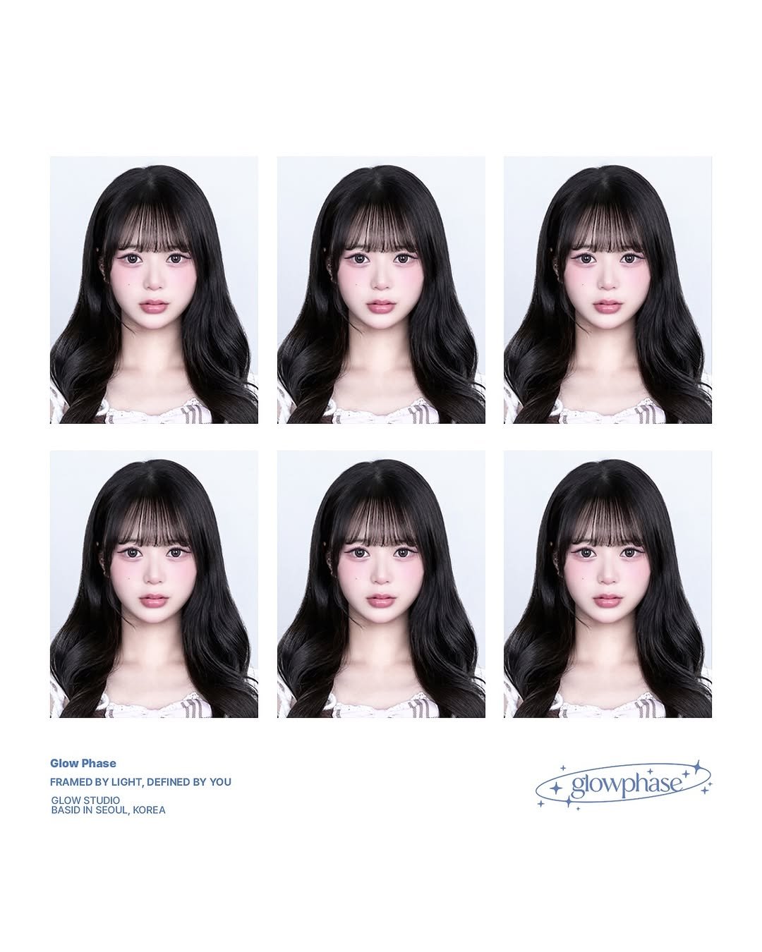 Photo by 글로우페이즈 • 망원동사진관 • 증명사진 on November 07, 2025. May be an image of one or more people, bangs, braids and text that says 'GlowPhase Glow Phase FRAMEDBYLIG FRAMEDBYLIGHT,DEFINEDBY FRAMEDB LIGHT, DEFINED BY YOU GLOW RSTUDIO TUDIO BASID SEOUL, KOREA glowphase+ nase'.