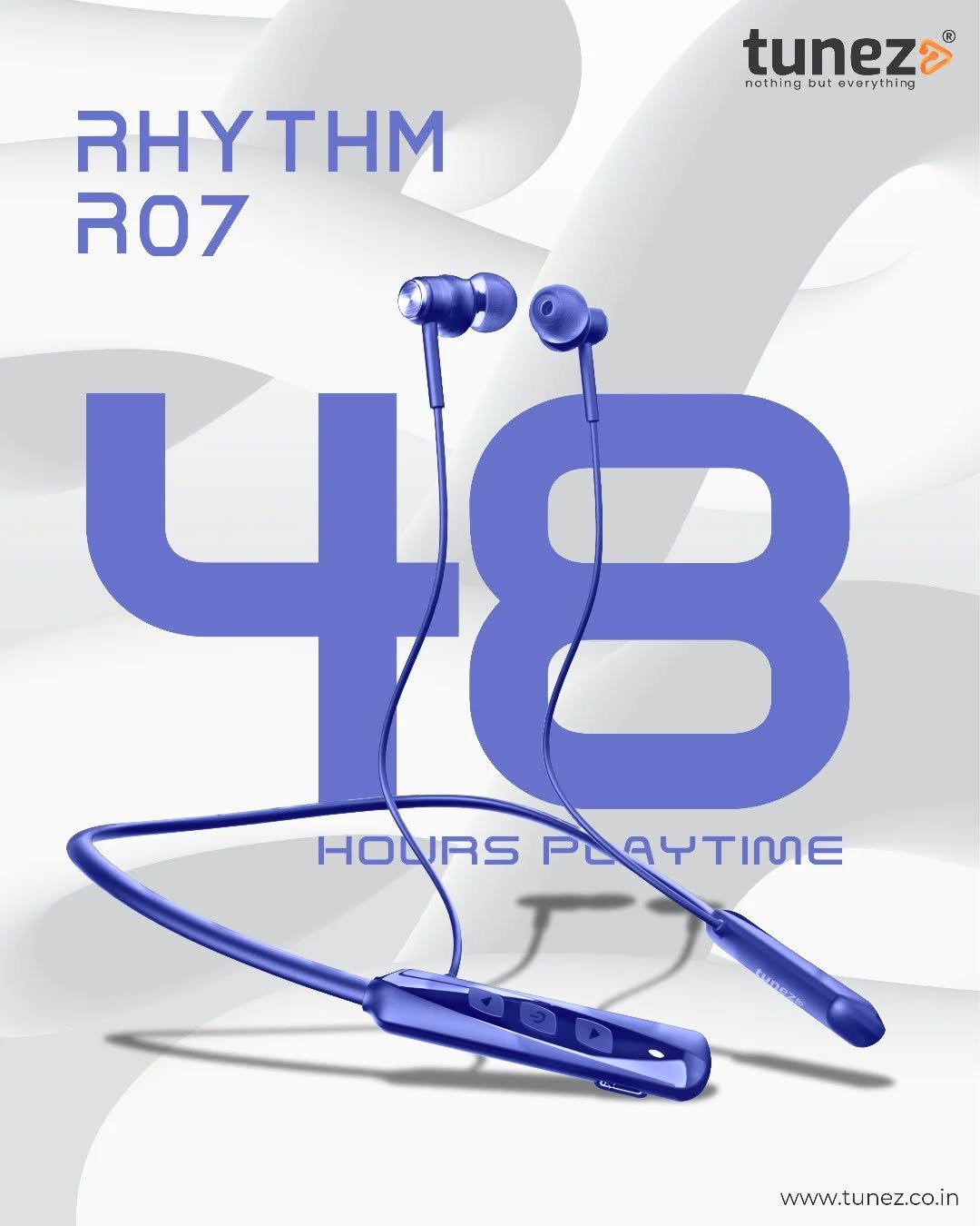 Photo by Tunez on October 15, 2025. May be an image of microphone, poster and text that says 'tuneza ® nathing out but nathingbutavarything avary νR varything vary RHYTHM R07 HOURS HOQRSPLAYTIME PLAYTIME MAN www.tunez.co.in'.