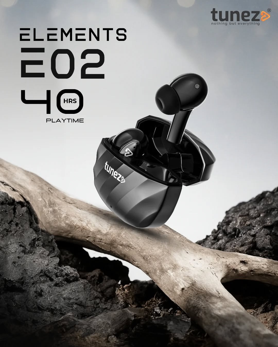 Photo by Tunez on October 14, 2025. May be an image of subwoofer and text that says 'tunez nathing but nethingbutavarything but u varything ELEMENTS E02 4CHR HRS PLAYTIME tuneza tuneza'.