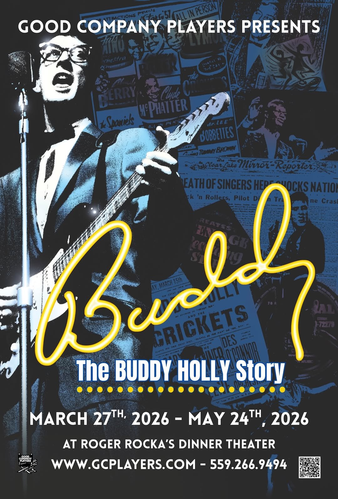 Photo by Good Company Players on March 25, 2026. May be an image of guitar, poster, banjo and text.