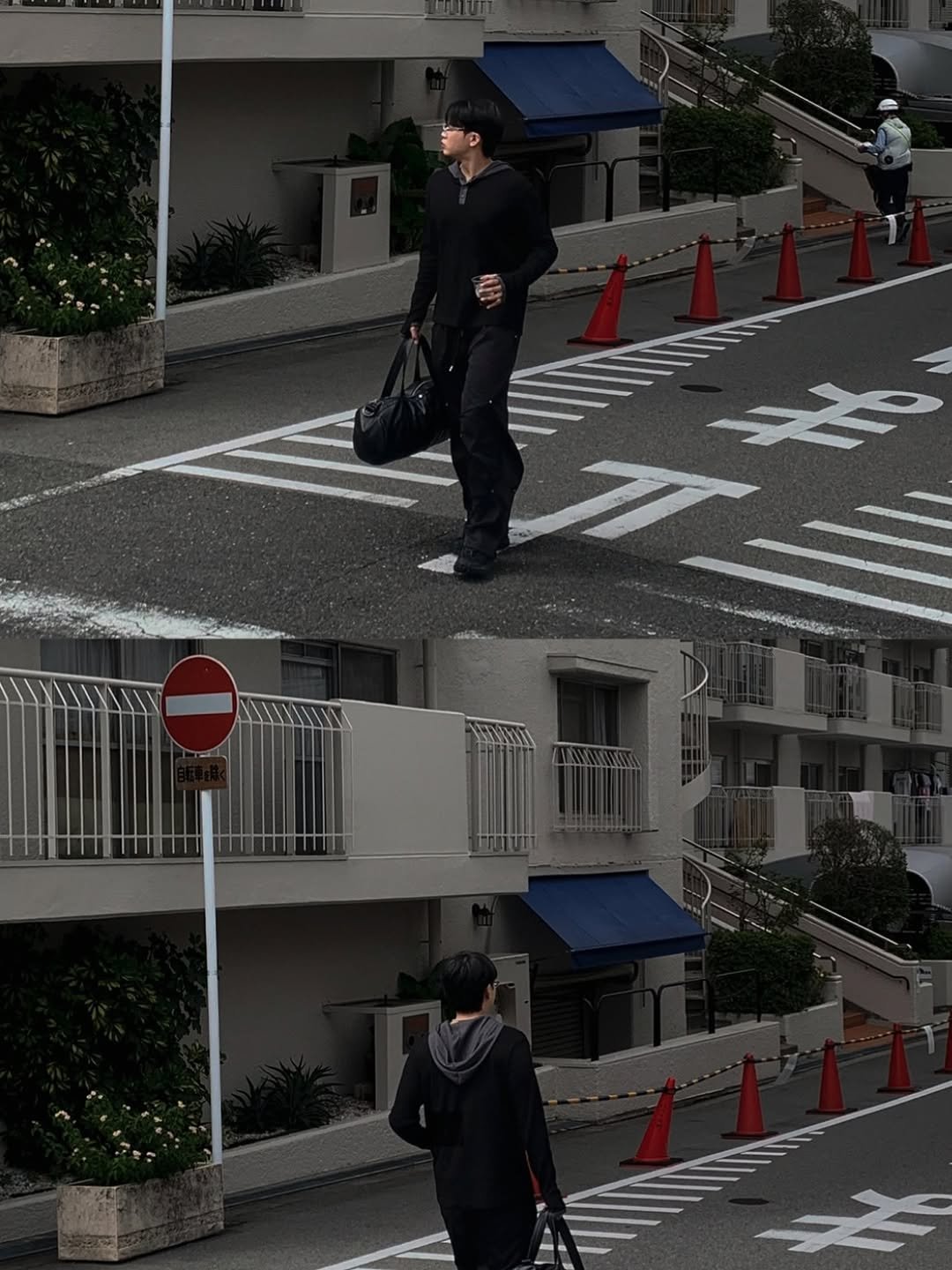 Photo shared by 대표 남자 쇼핑몰 굿룩 (전 품목 무료배송🤍) on September 27, 2025 tagging @t.o_y.o. May be an image of 3 people, street and text.