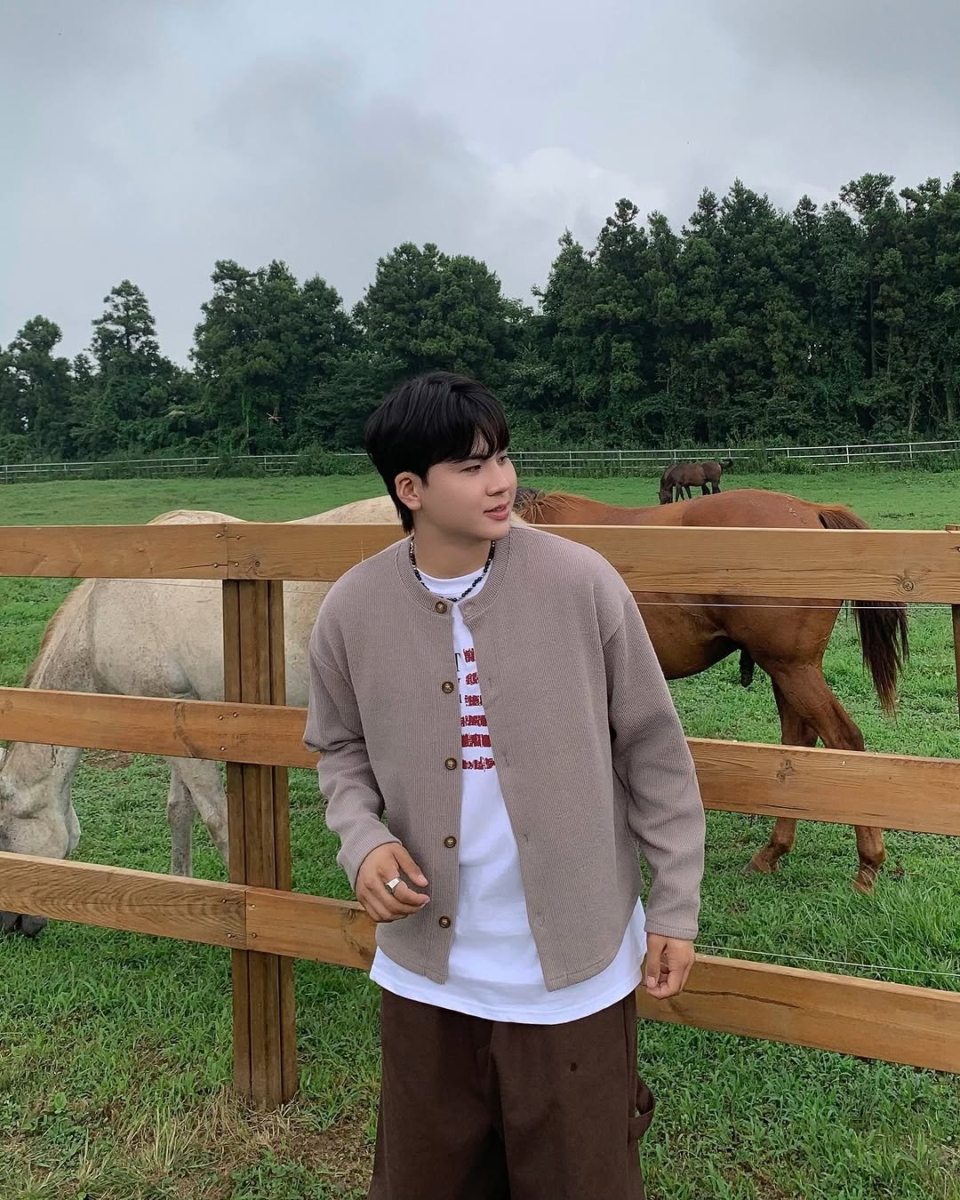 Photo shared by 대표 남자 쇼핑몰 굿룩 (전 품목 무료배송🤍) on September 20, 2025 tagging @t.o_y.o. May be an image of 1 person, sheep, outerwear, outdoors and text.