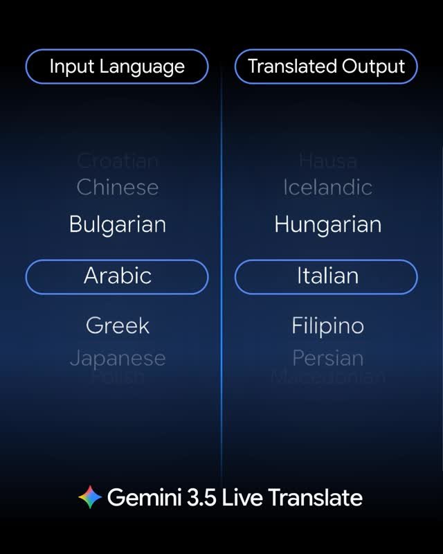 googlefordevs 게시물 이미지: Gemini 3.5 Live Translate is now in Public...