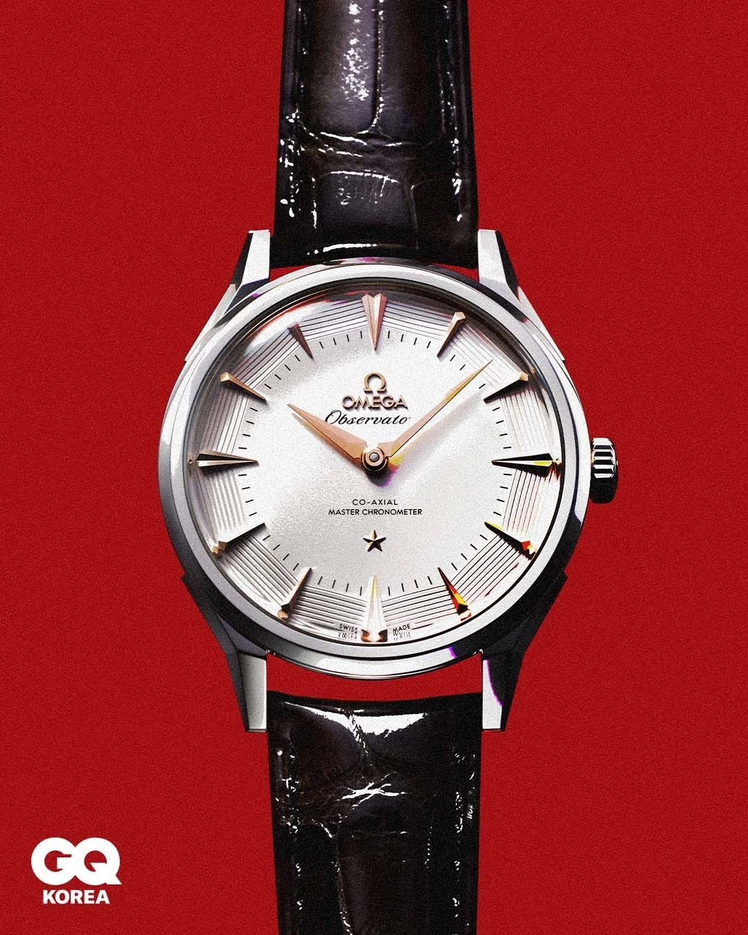 Photo shared by GQ KOREA on April 28, 2026 tagging @omega. May be an image of wrist watch and text.