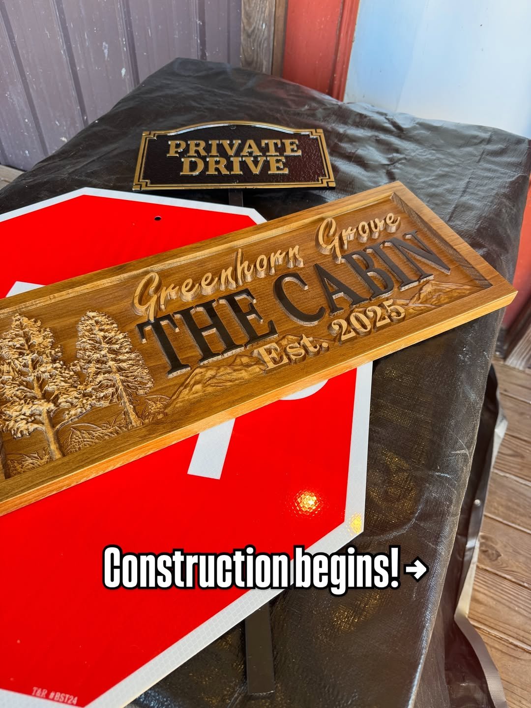 Photo by Matthew Gauger on December 11, 2025. May be an image of welcome mat, woodwork, signboard, banner and text.