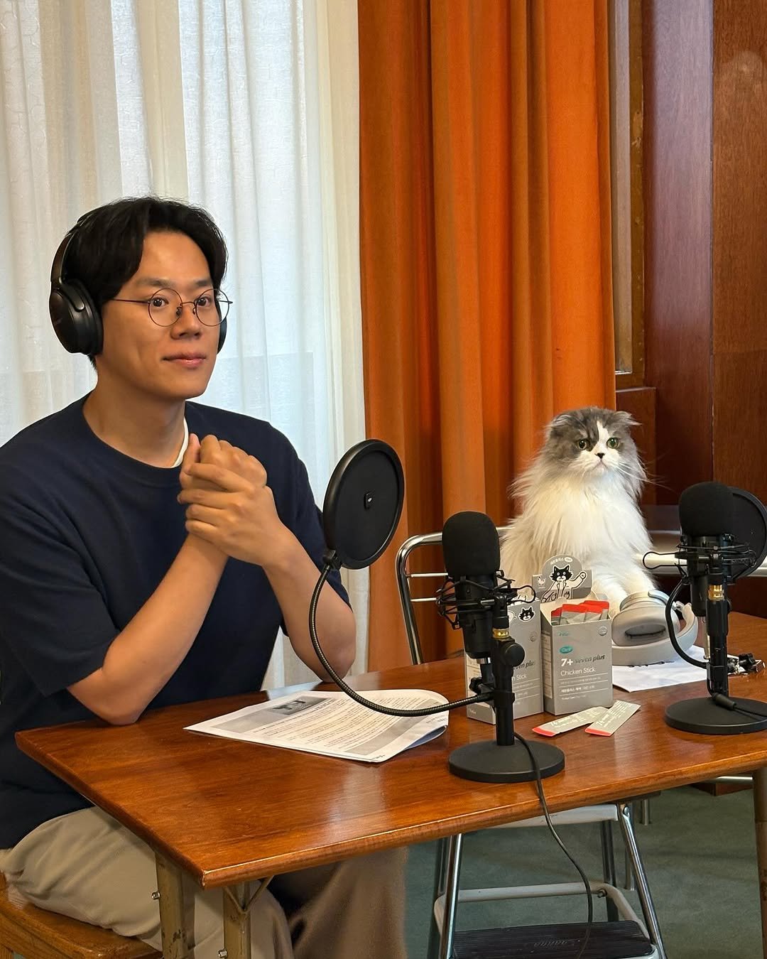 Photo shared by 김명철 on May 29, 2025 tagging @dr.felis_. May be an image of Pekinese and microphone.