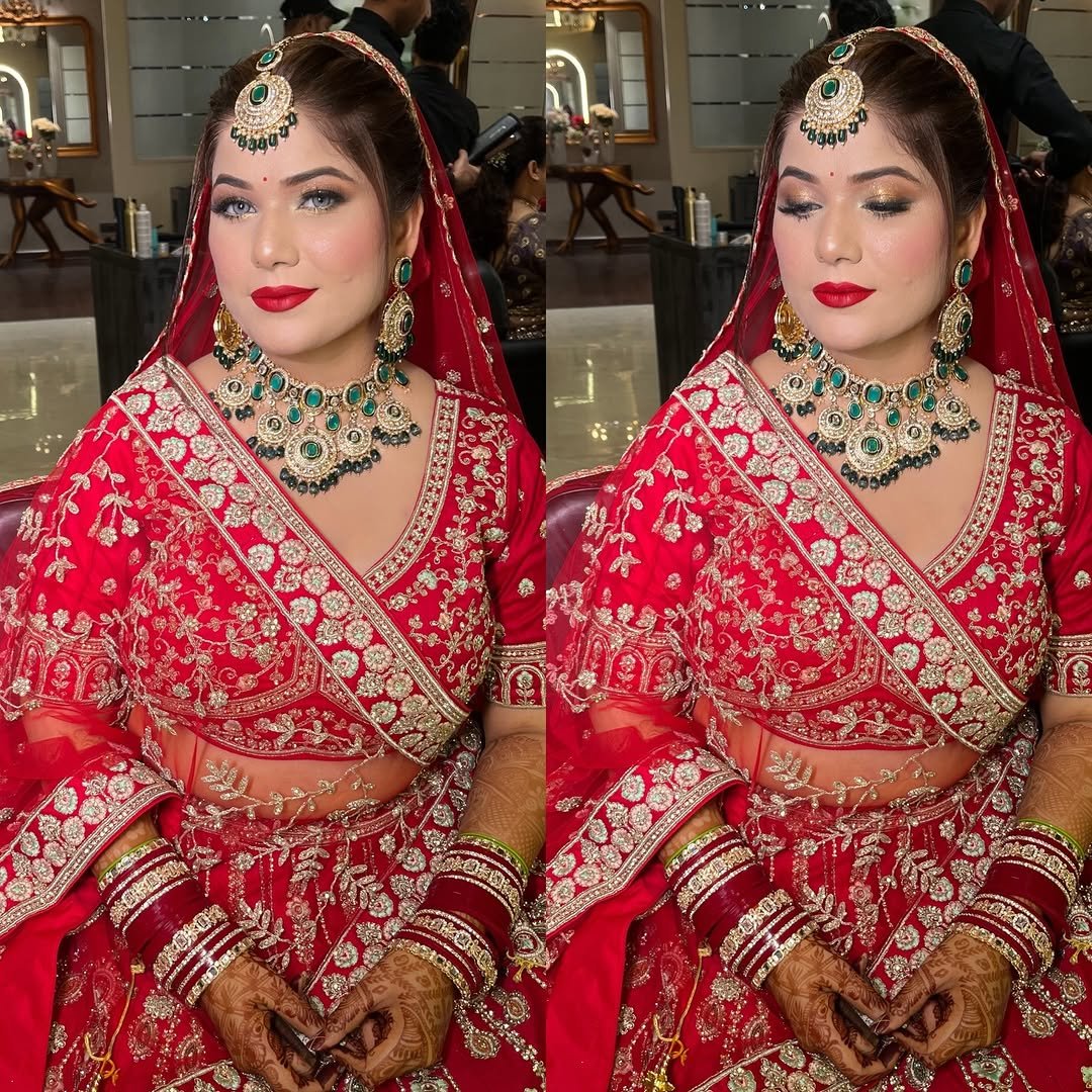 Photo by Guneet Virdi💄💋 on November 30, 2025. May be an image of one or more people, henna, makeup, eyeliner and text.