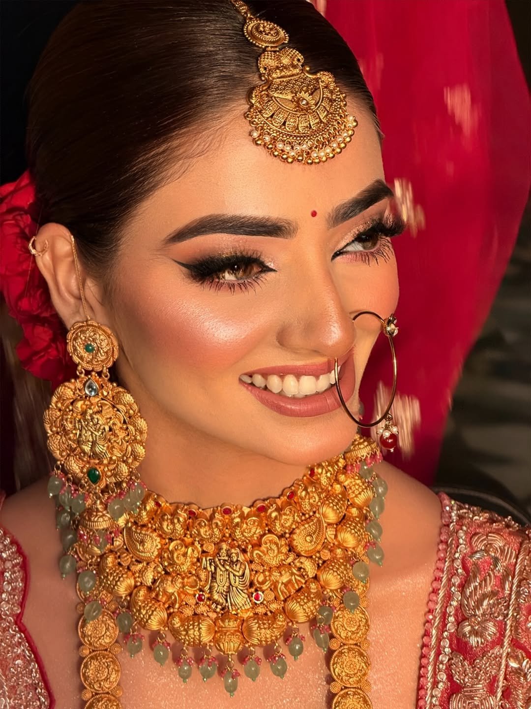 Photo by Guneet Virdi💄💋 on April 23, 2026. May be an image of one or more people, henna, makeup, eyeliner, jewelry and text.