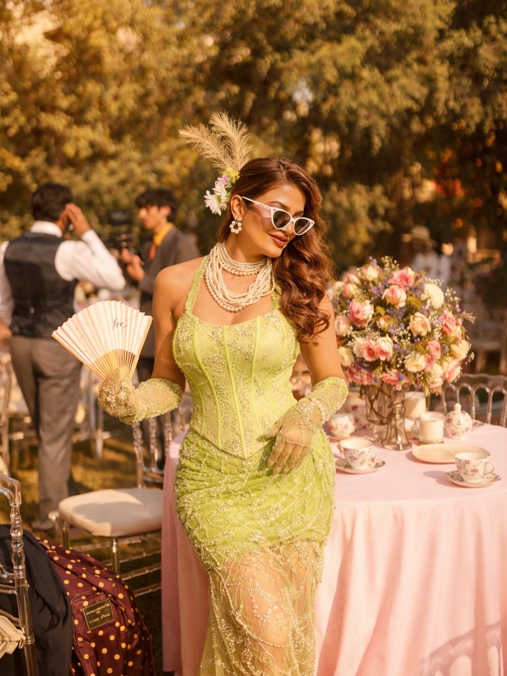 Photo shared by Guneet Virdi💄💋 on February 28, 2026 tagging @socialecouture, and @bridgertonnetflix. May be an image of gown, dress, wedding, outdoors and text.