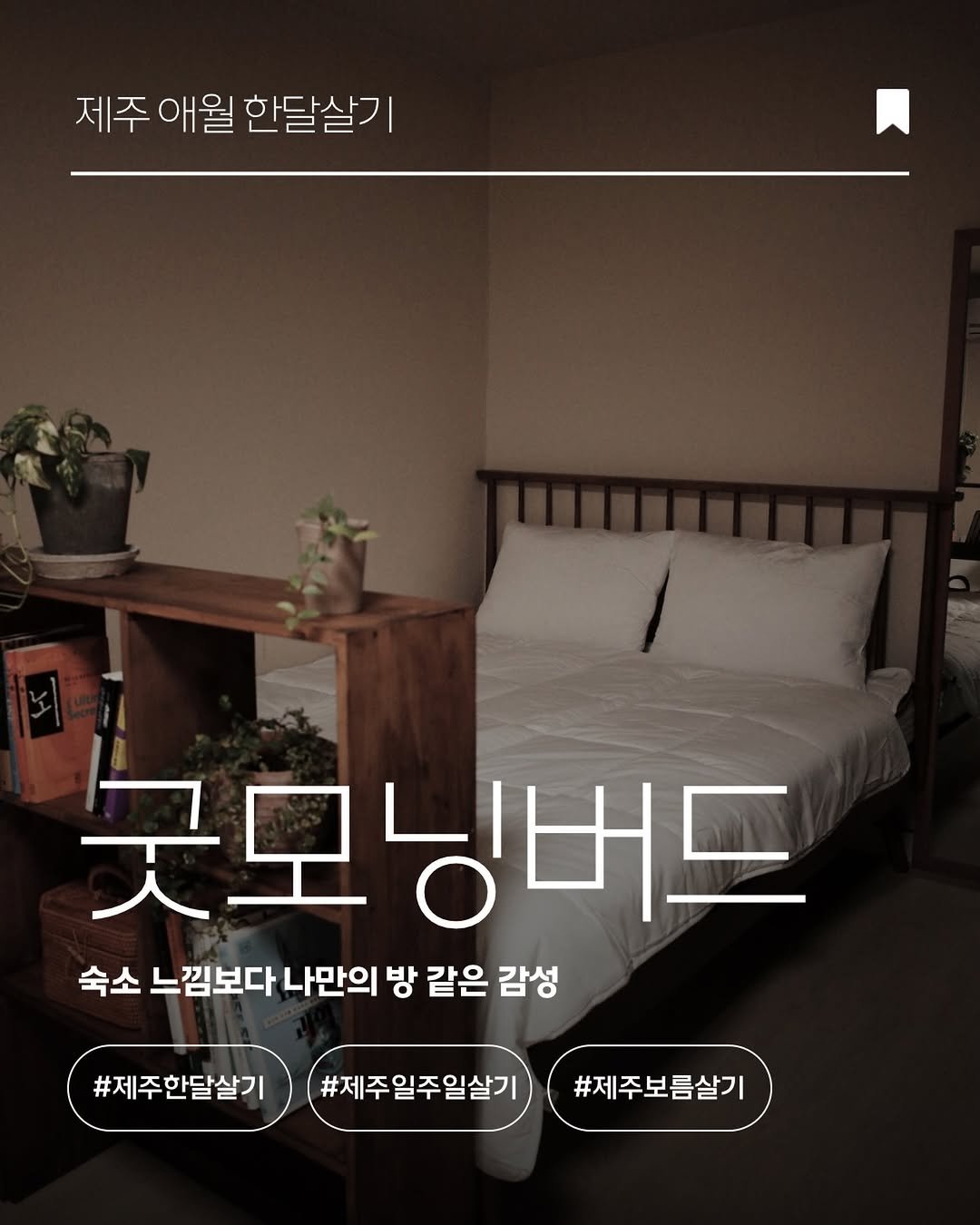 Photo shared by 제주한달살기 | 굿모닝버드 | 애월한달살기 on December 11, 2025 tagging @gwakjisaedaek. May be an image of headboard, mattress, bedroom and text that says '제주 애월 한달살기 굿모닝버드 숙소 느낌보다 나만의 방 같은 감성 #제주한달살기 #제주일주일살기 #제주보름살기'.