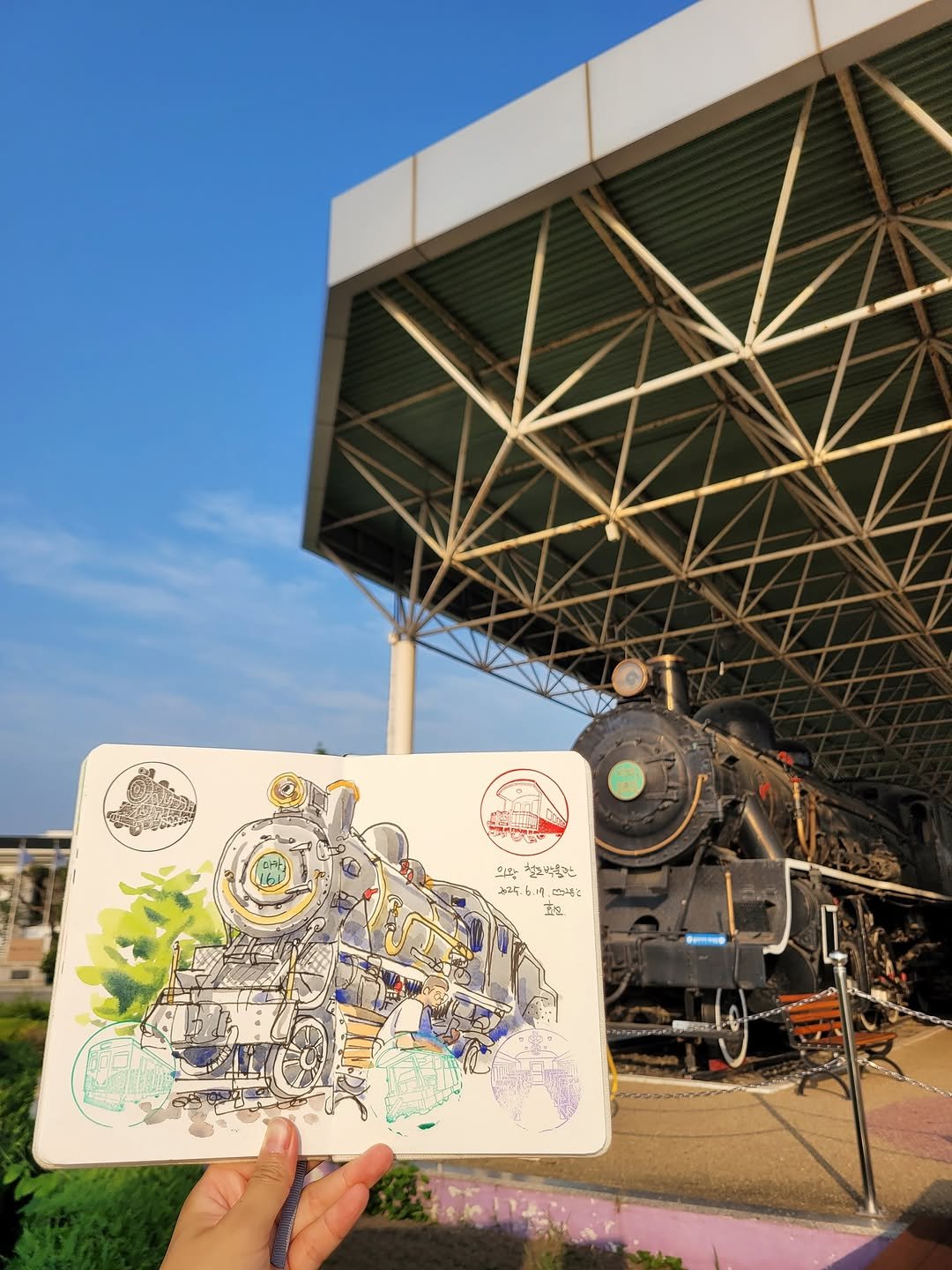 Photo by 경기관광공사 on June 27, 2025. May be an image of sketch, steam engine and text.