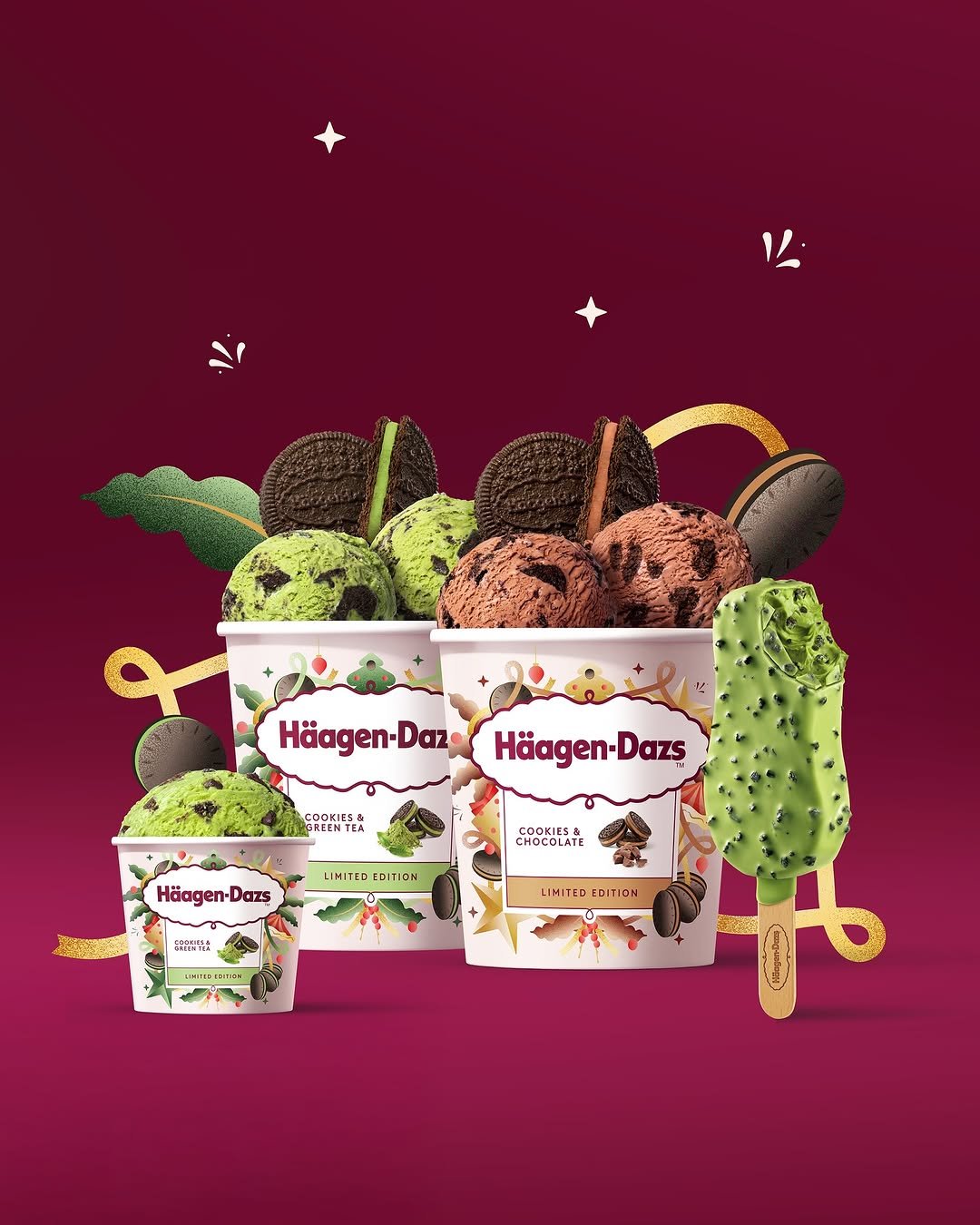 Photo by 하겐다즈 코리아 공식 인스타그램 on November 19, 2025. May be an image of gelato, icecream cone, yogurt and text that says 'Häagen-Daz Daz COOKIES& GREENTEA Häagen- Dazs COOKIES& CHOCOLATE Häagen-Dazş Dazş LINITED EDIT DITION 0 製社 IMITED TED EDITION ဂဆခေံ် い'.