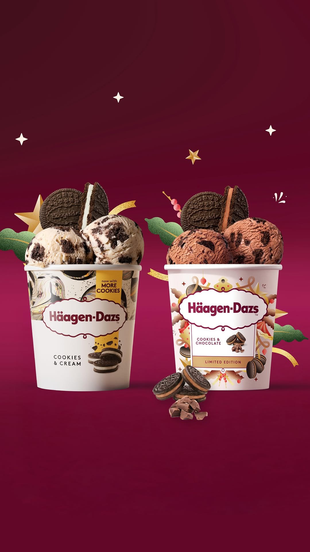 haagendazskorea 게시물 이미지: ⠀⠀
🍫하겐다즈 𝐍𝐄𝐖 쿠키&초콜릿

반짝이는 연말,
선물 같은 디저트가 필요한...