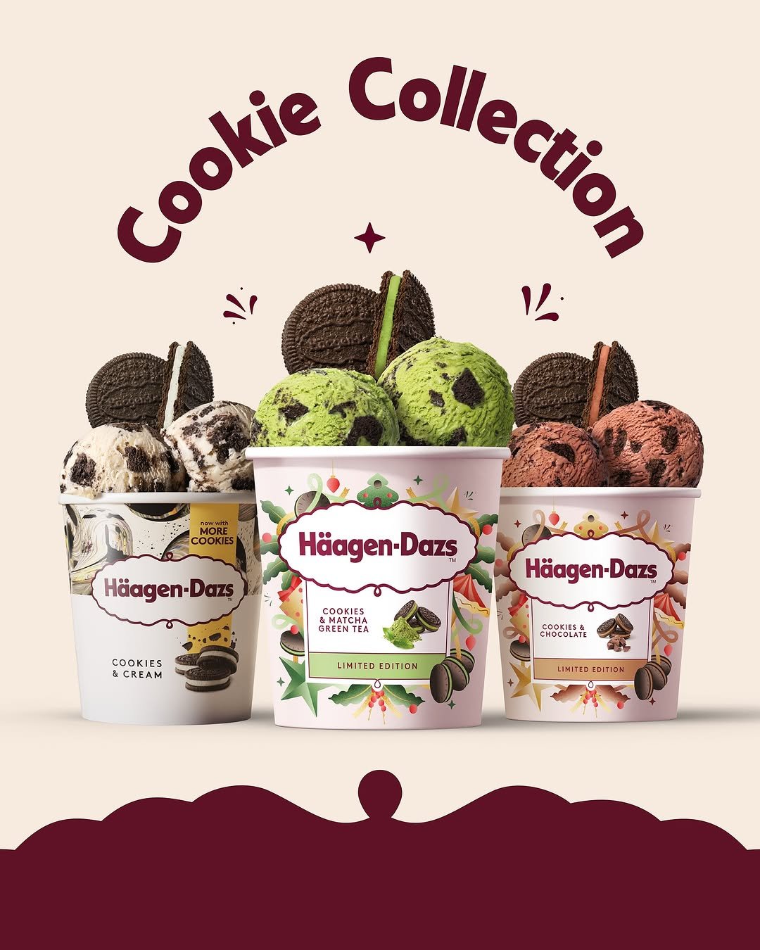 Photo by 하겐다즈 코리아 공식 인스타그램 on November 13, 2025. May be an image of oatmeal cookies, gelato, wafer and text that says 'Cookie Collection 1L COOKTES MORE MORE Häagen-Dazs Dazs Häagen-Dazs Dazs Häagen COOKIES SMATCH GREEN NATCH TEA COOKIES &CREAM Häagen Dazs COOKIES CHOCULATE LIHIT TED EDIT DITION ION မိံ LINT GED EDITION'.