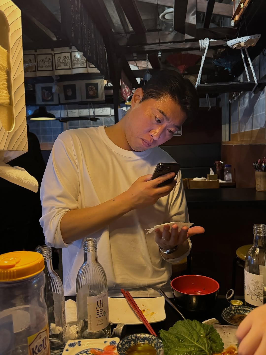 Photo by 송하빈 on November 20, 2025. May be an image of ramen, hot pot, sushi, alcohol, chopsticks and text.