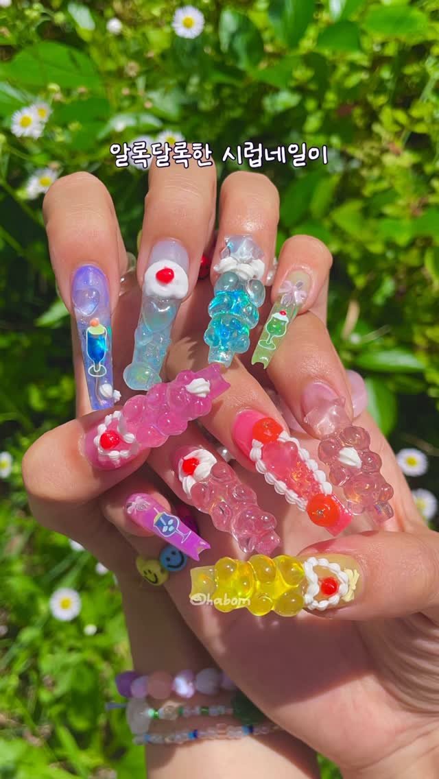 habomnails 게시물 이미지: 크림 소다 셀프 네일하기🍧🍒