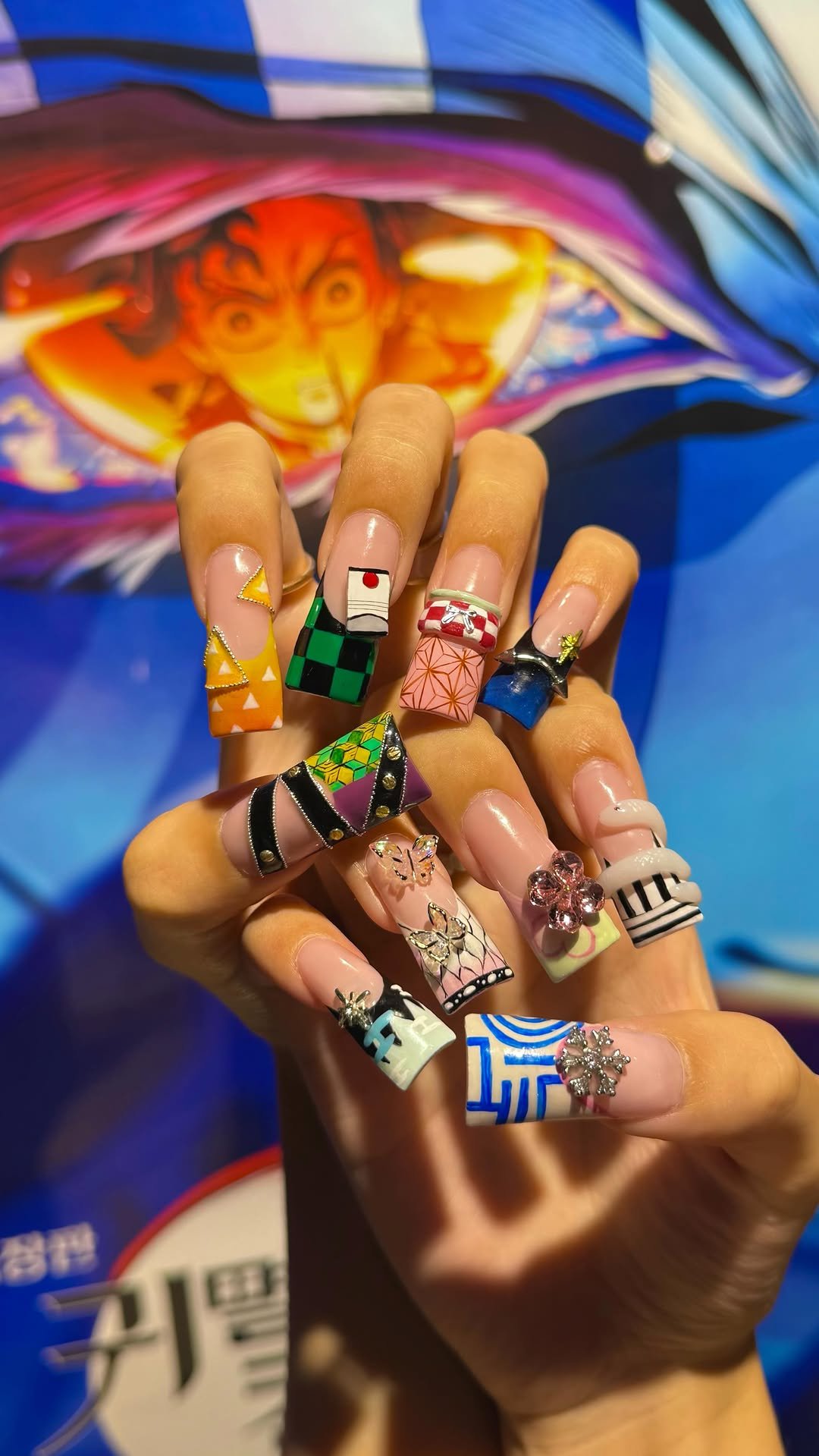 habomnails 게시물 이미지: 귀멸의 칼날 네일하기👺💅🏻