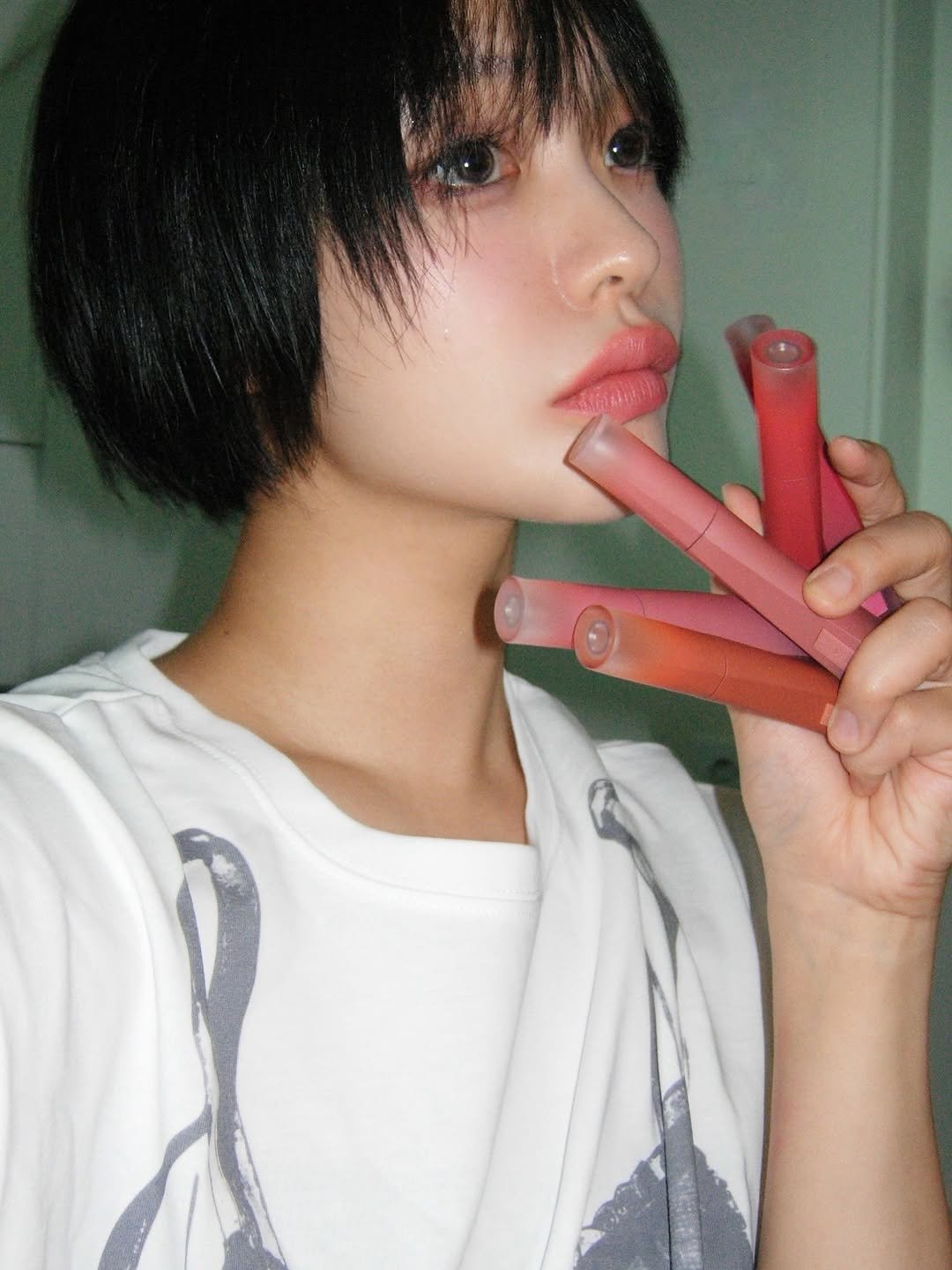 Photo shared by 하경 on September 14, 2025 tagging @3ce_official. May be an image of 1 person, makeup, lipstick, hair and text.