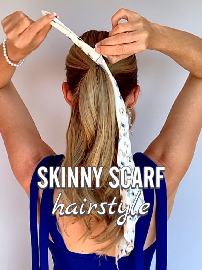 Photo by Claudia | Hairstyles on March 03, 2026. May be an image of scarf, headscarf and text that says 'SKINNY SCARF hairstyle'.