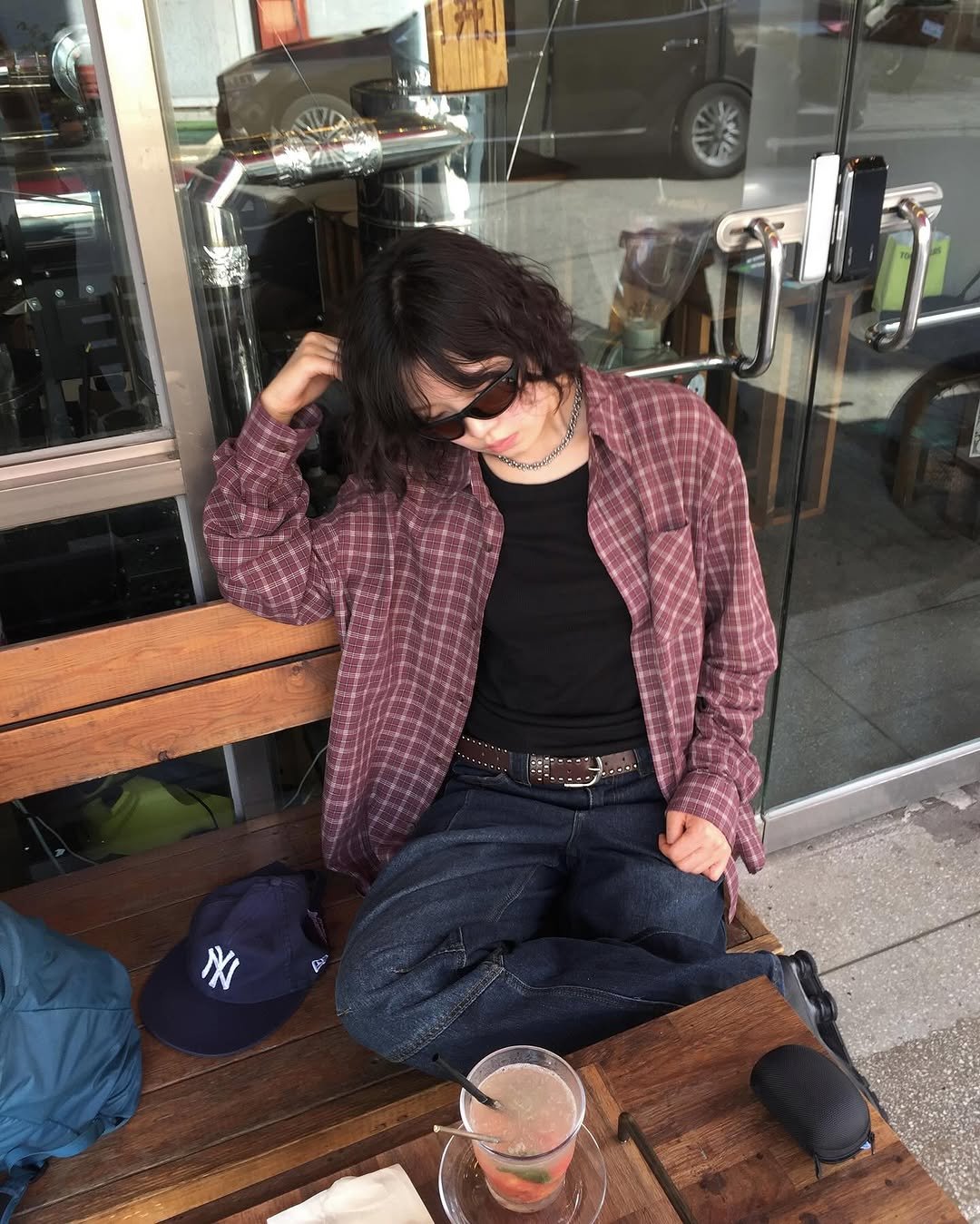 Photo shared by 한울 | 모노한울 on September 09, 2025 tagging @mono.hanwul. May be an image of 1 person, duffle coat, flannel, cornflower and text.