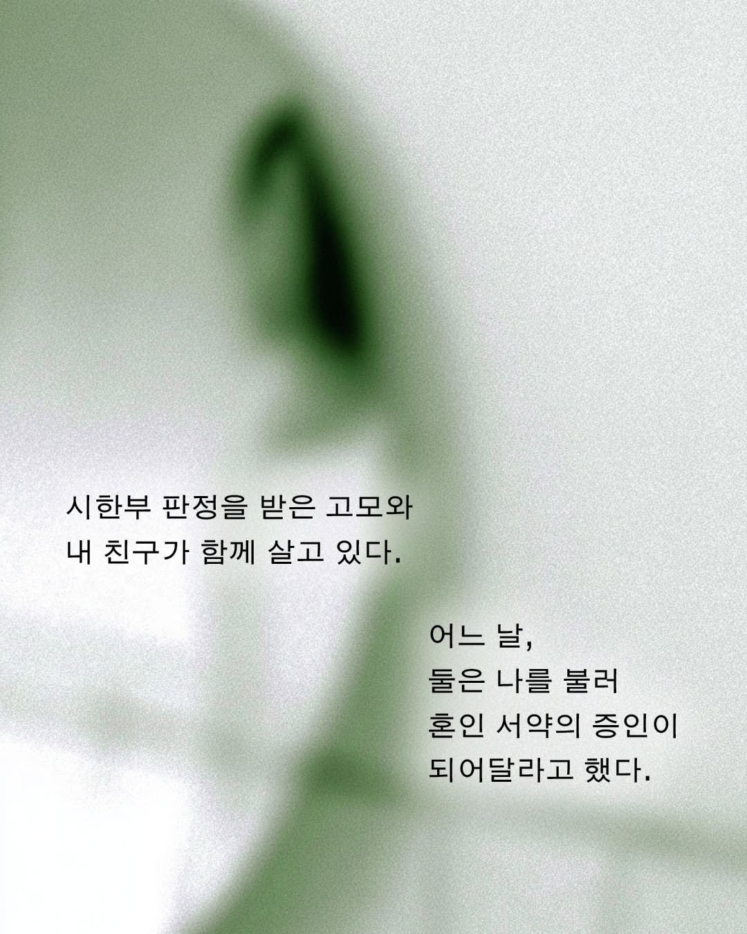 Photo shared by 한겨레출판 on April 23, 2026 tagging @soysoyeon00. May be an image of poster and text that says '시한부 판정을 받은 고모와 내 친구가 함께 살고 있다. 어느 날, 둘은 나를 불러 혼인 서약의 증인이 되어달라고 했다.'.