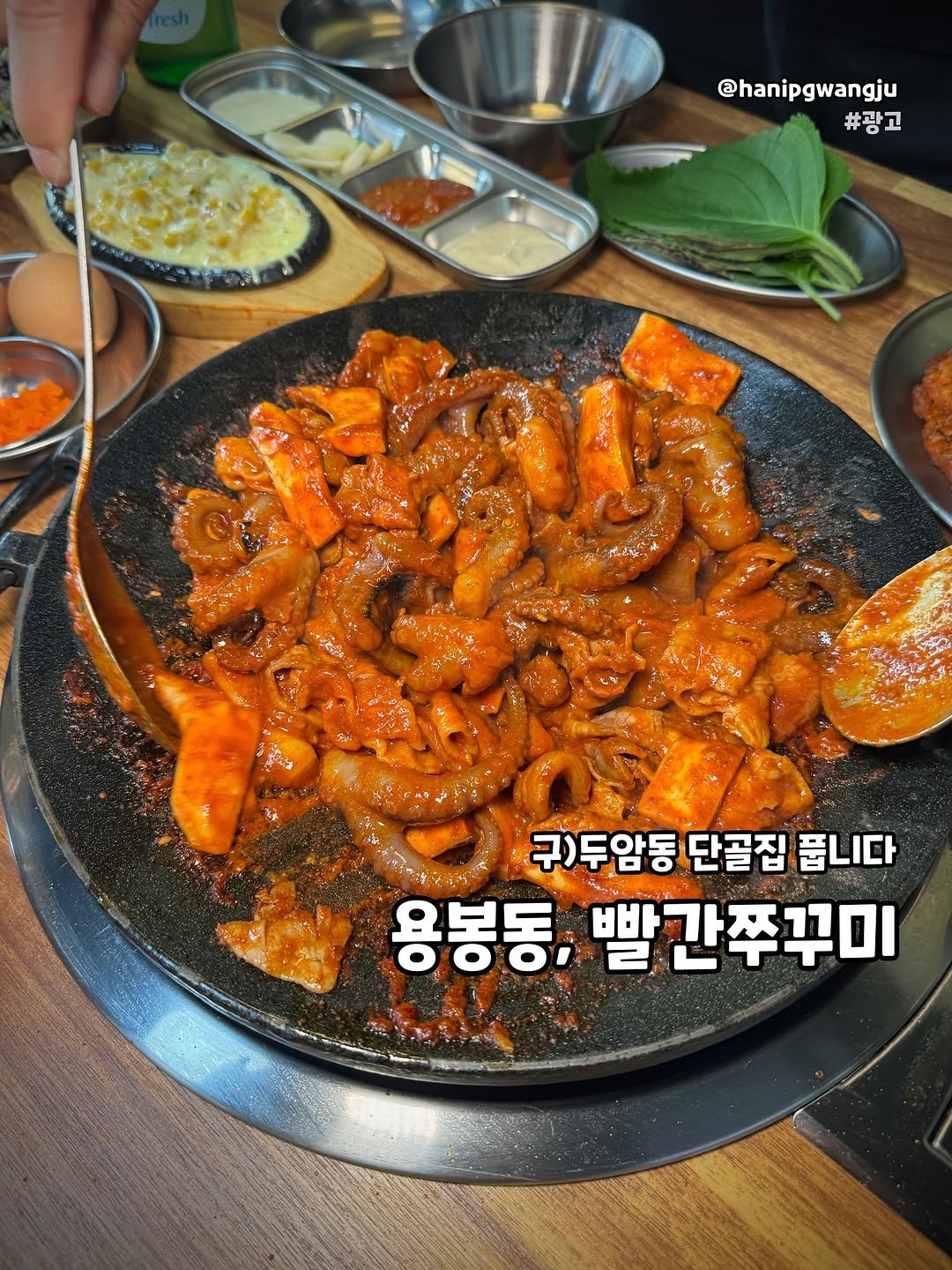Photo by 한입광주 [광주맛집.광주카페.전국맛집] on September 30, 2025. May be an image of ‎chicken, prawn, grill and ‎text that says '‎@hanipgwangju #광고 我來小 구)두암동 단골집 귀)두암동단골집줍니다 품니다 용봉동, 빨간쭈꾸미 ک‎'‎‎.