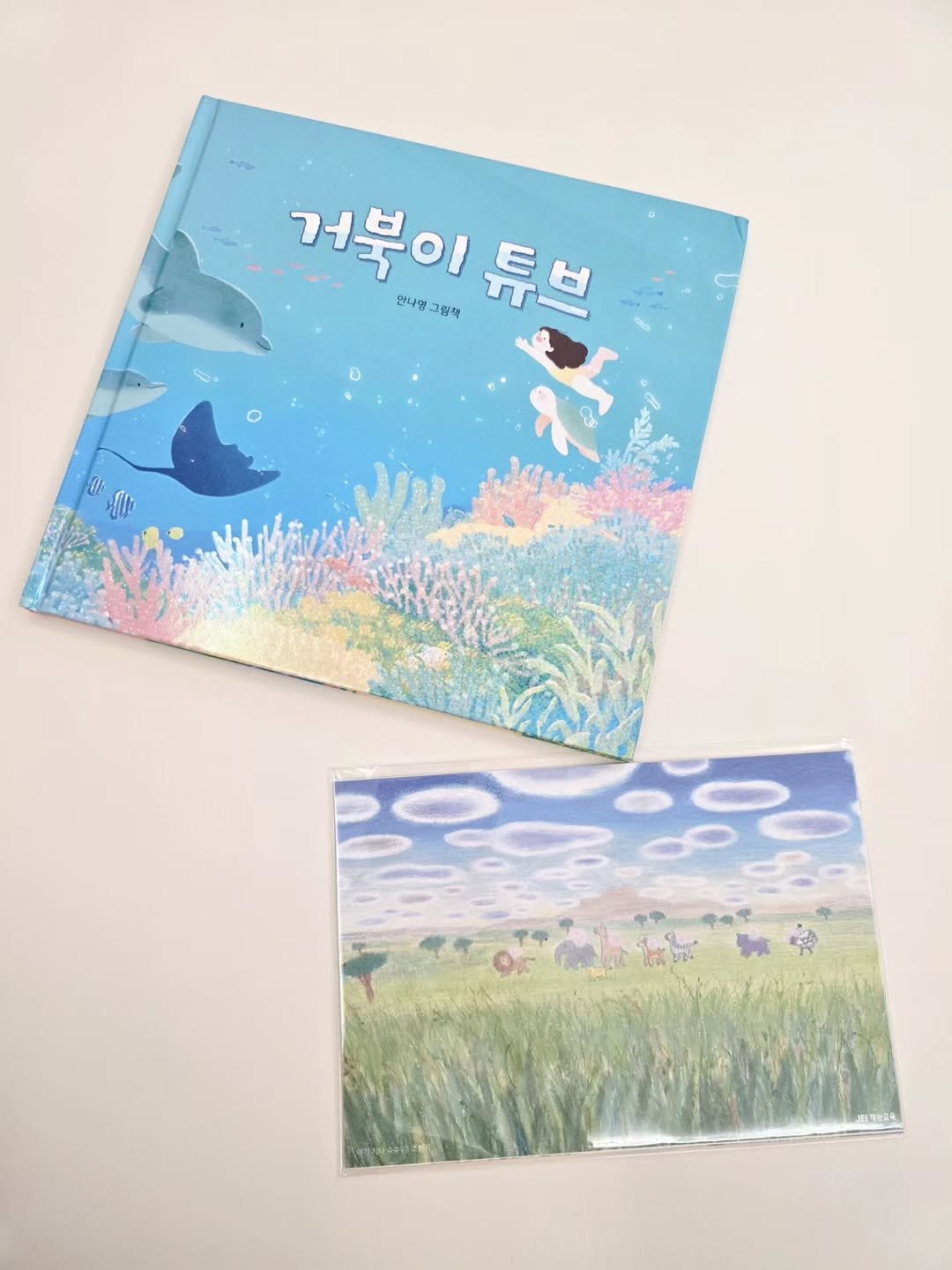 Photo shared by 한콩이 ☘️ 육아 | Motherhood | 育兒 on August 28, 2025 tagging @jei_book. May be an illustration of ‎book and ‎text that says '‎거북이듀브 투브 거북이 안나영 구림책 ار‎'‎‎.