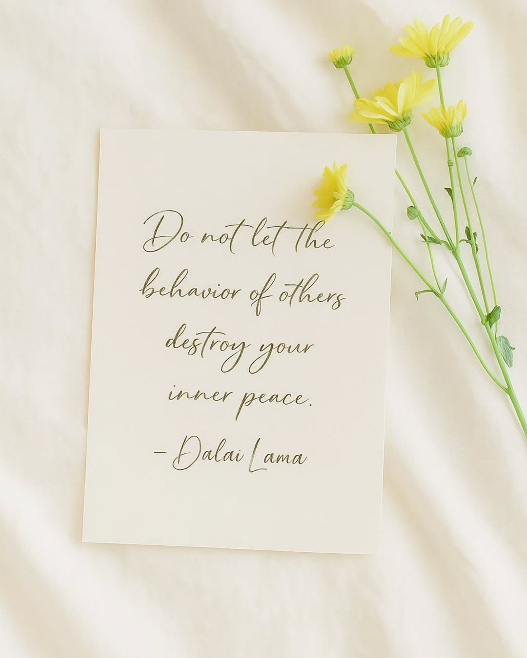 Photo by 한콩이 ☘️ 육아 | Motherhood | 育兒 on May 25, 2025. May be an image of text that says 'Ao Donotltthe nót let the behavior of thers destrong your inner peace. -Dalai Lama'.