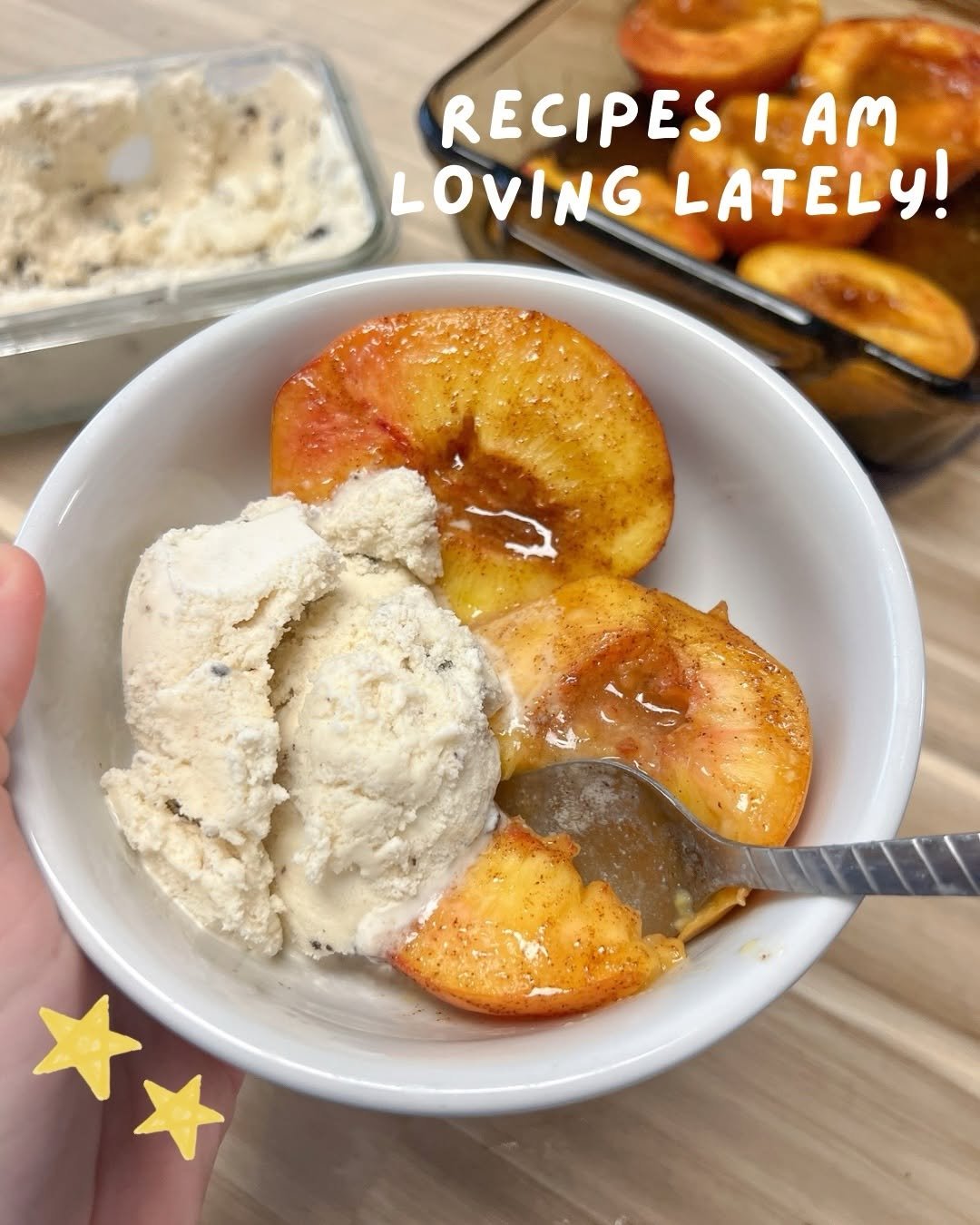hannahharvestinghealth 게시물 이미지: RECIPES I’M LOVING! 🍦
 
r o a s t e d  p e a c...