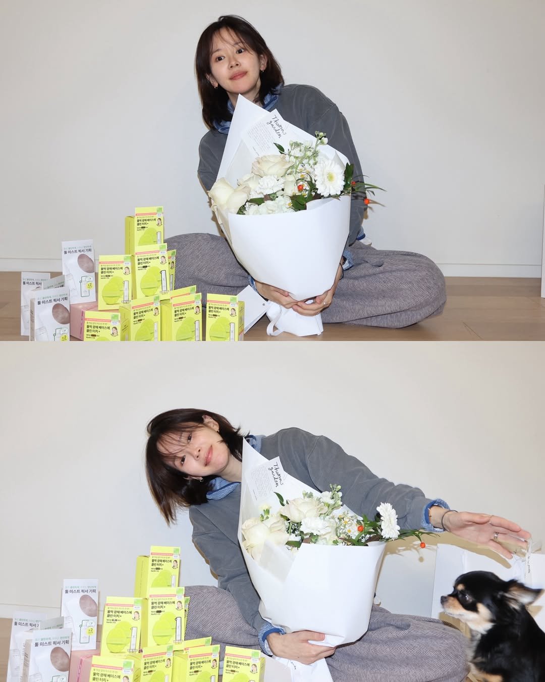 Photo shared by 해피림 메이크업 혜림쌤 on November 30, 2025 tagging @thetoollab_official. May be an image of tea, flower arrangement, prairie gentian, white lily and text.
