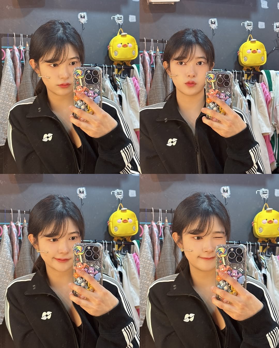 Photo shared by 최하리 입니다. on September 25, 2025 tagging @storytellerstst. May be a selfie of 4 people, duffle coat, top and text.