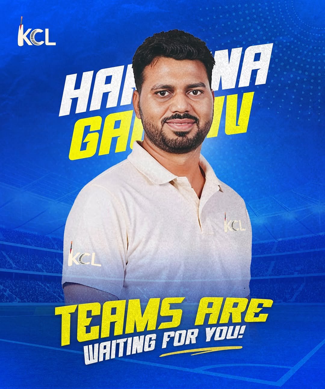 Photo by Khelo Creators League in Jaipur, Rajasthan with @haryana_gaurav. May be an image of 1 person, playing football, playing cricket, card, poster, sports equipment and text that says 'kcL HA GA NA עו kC TEAMS FOR YOU! ARE WAITING'.