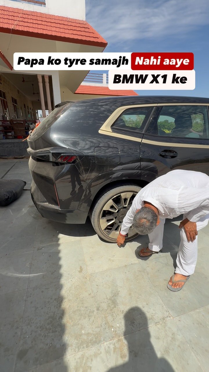 haryana_gaurav 게시물 이미지: Papa ke review apni ‘BMW X1’ ke tyres ka 😂 #BMW #Farm