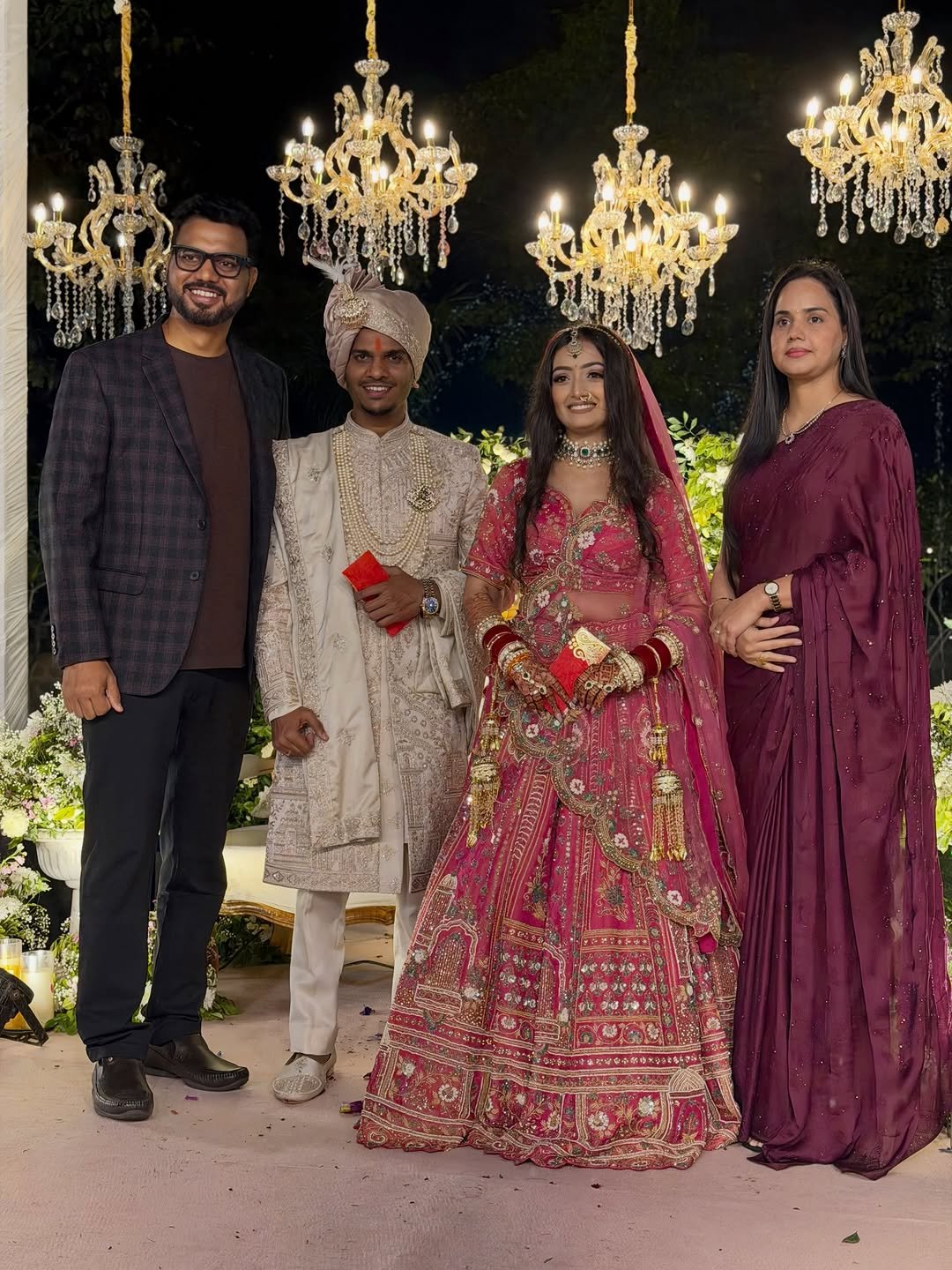 Photo shared by Gaurav Yadav on February 21, 2026 tagging @thesatishkushwaha, and @satishkvideos. May be an image of one or more people, henna, makeup, wedding and text.