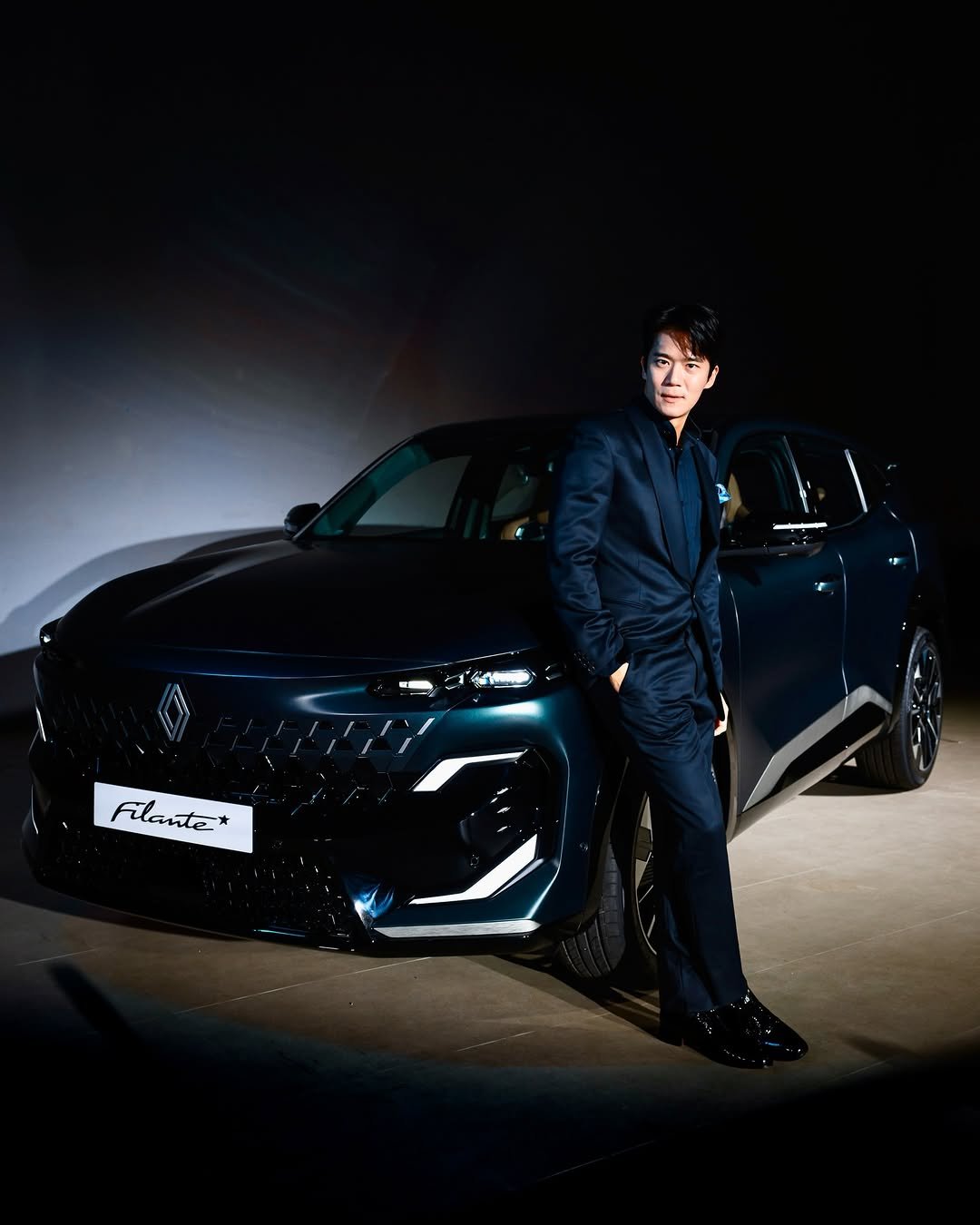 Photo shared by 하석진 Ha Seokjin on January 28, 2026 tagging @renault_korea. May be an image of car, wheel and text that says 'Filante*'.