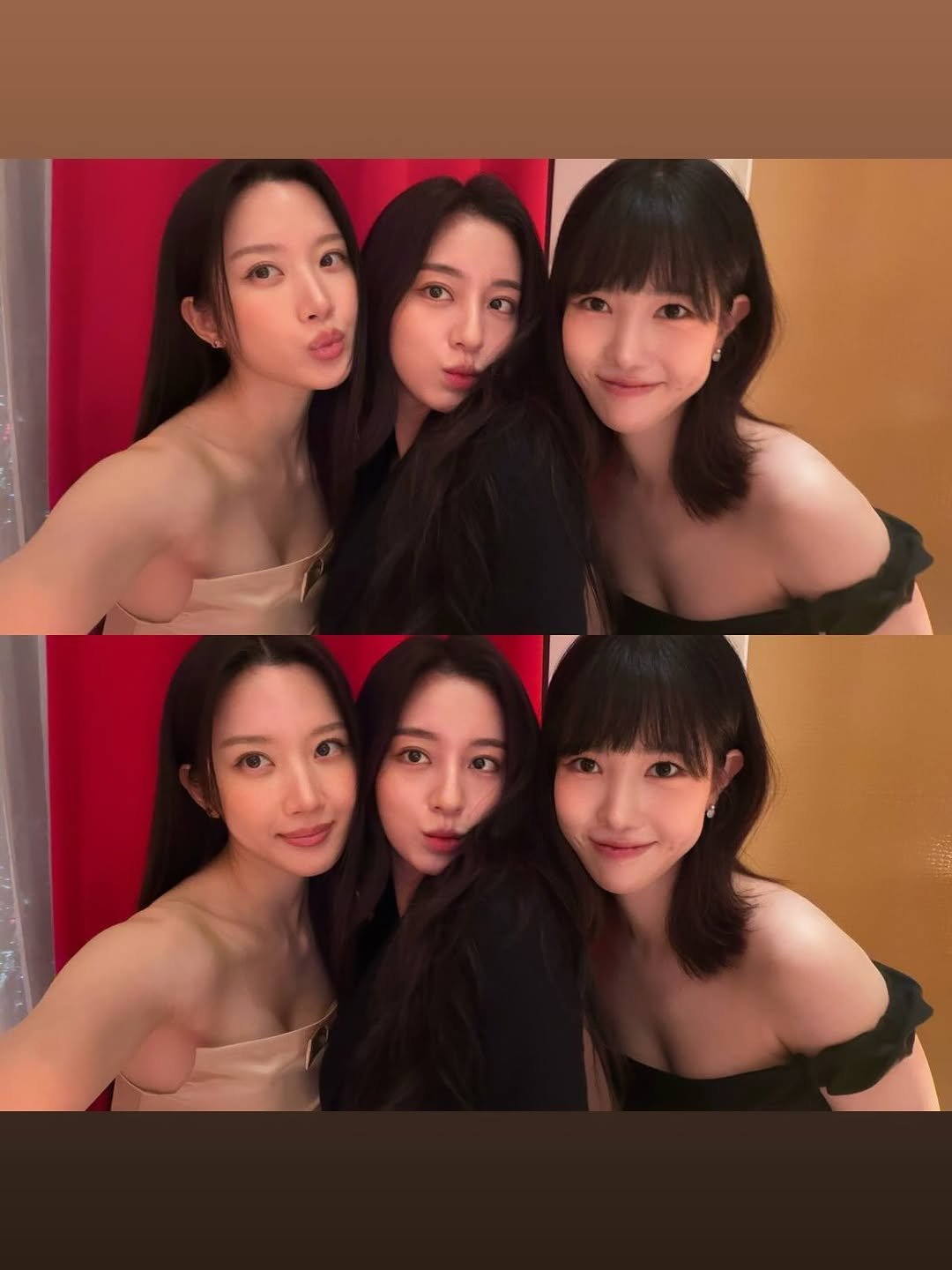 Photo shared by 양혜지 on November 18, 2025 tagging @minah320_97, and @m_kayoung. May be an image of one or more people, hair and text.