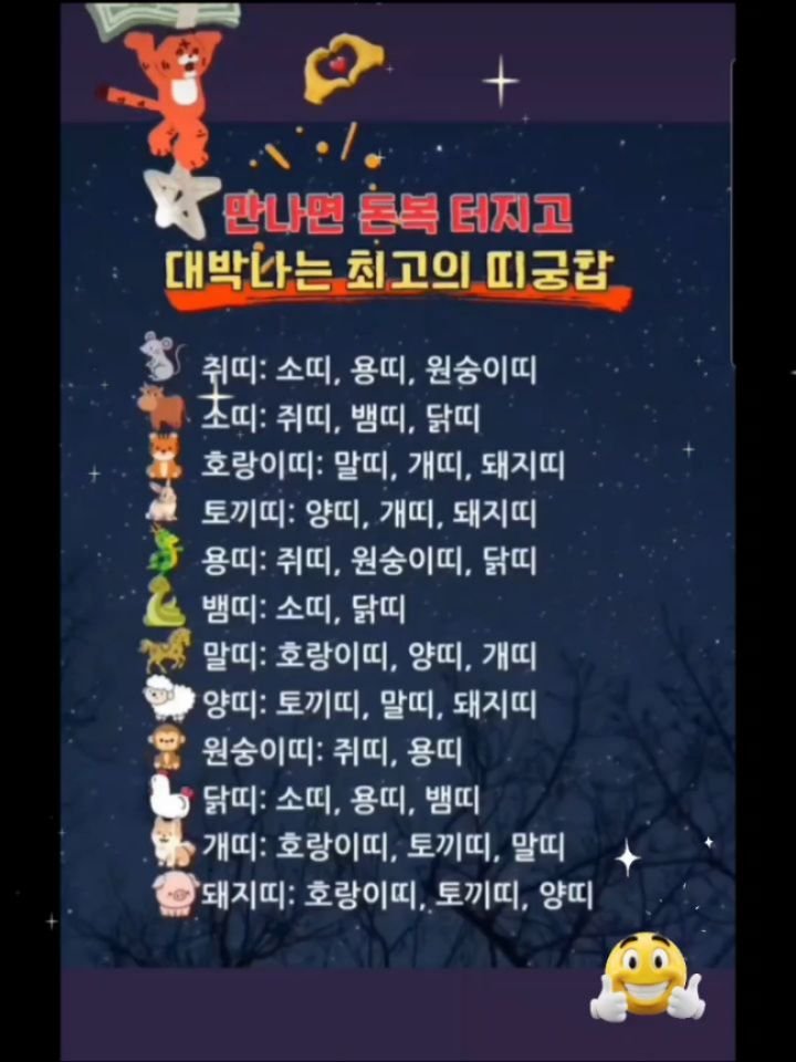 health_channel01 게시물 이미지: 💜 만나면 돈복 터지고 대박나는 최고의 띠궁합

#띠궁합