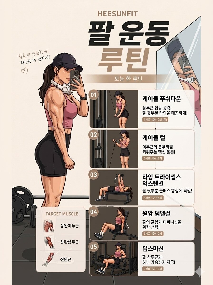 heesunfit 게시물 이미지: 삼두 이두 삼두 이두 삼두💪🏾🔥
오늘은 제미나이한테 메인 사진을 맡겼는데 오타 계속...