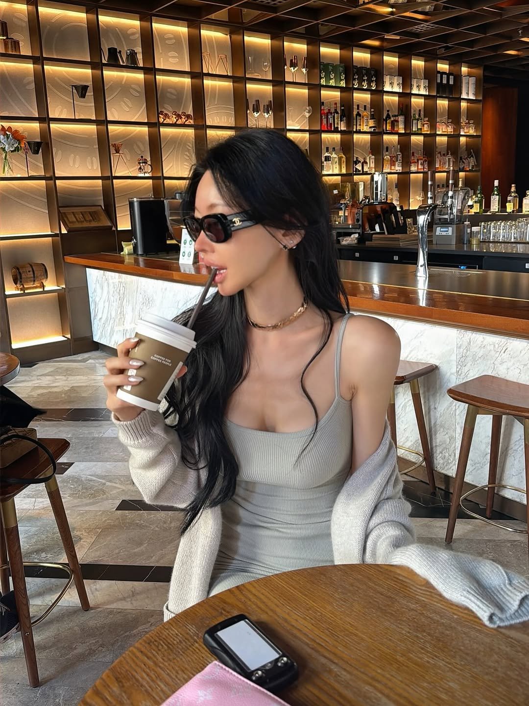 Photo by 블랑두부 on February 17, 2026. May be an image of drink, eyewear and text.