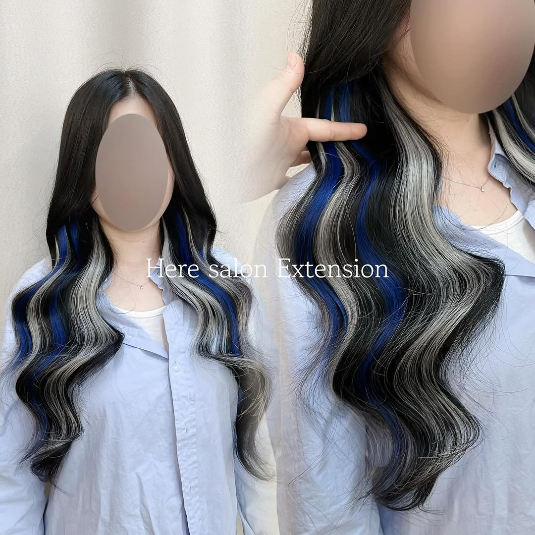 here_salon_ 게시물 이미지: 블랙염색으로 탈색불가한 불가능한 머리에 포인트를 주고싶다면? #여기_히얼살롱...
