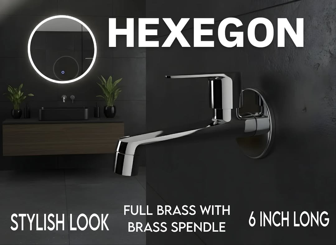 Photo by HEXEGON - HOUSE OF LUXURY BATHROOM FITTINGS on January 08, 2026. May be an image of brass, faucet, wash basin and text that says 'STYLISH LOOK FULL FULLBRASSWITH BRASS WITH BRASS SPENDLE 6 6INCHLONG INCH LONG'.