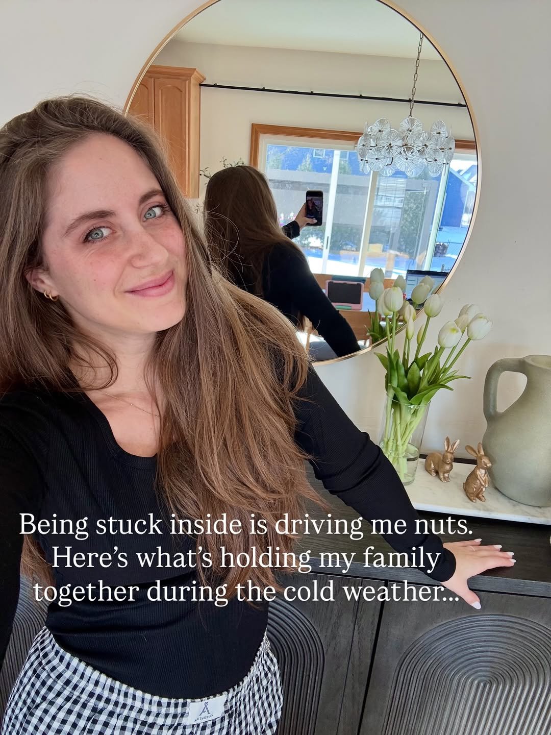 Photo by Brittini | Finds for Moms on February 12, 2026. May be an image of ‎one or more people and ‎text that says '‎كر Being stuck inside is driving me nuts. Here's what's holding my family together during the cold weather...‎'‎‎.