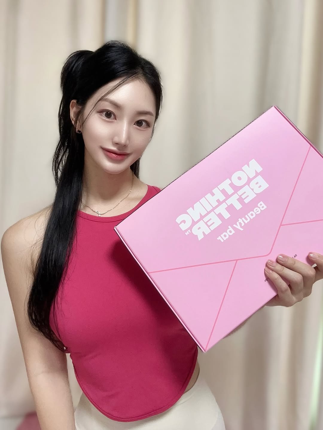 Photo shared by 하이영🤚🏻hizero on August 07, 2025 tagging @nothingbetter.official, and @tangly_official. May be an image of 1 person, hair, bra and text.