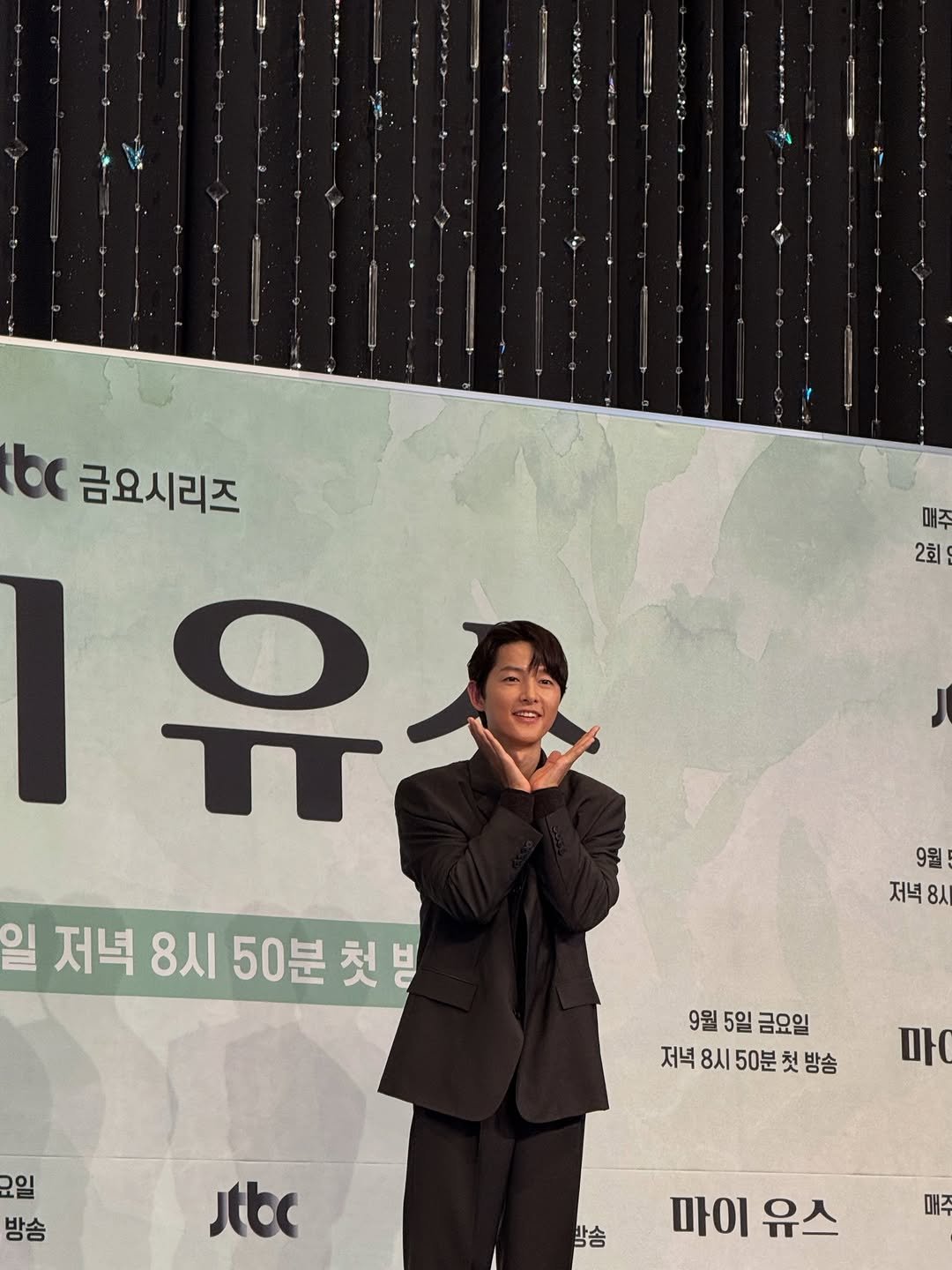 Photo by 송중기 songjoongki official on September 05, 2025. May be an image of one or more people, bangs and top.