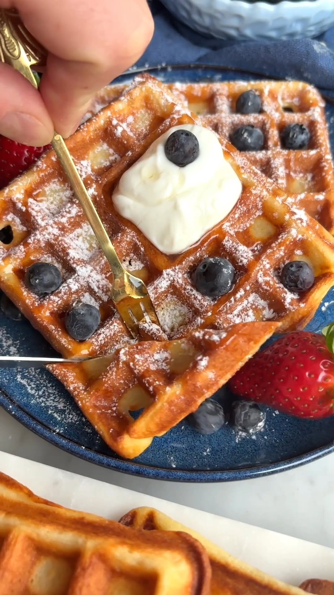 hilltop.recipes 게시물 이미지: No-Butter Waffles with Greek Yogurt. Comment...