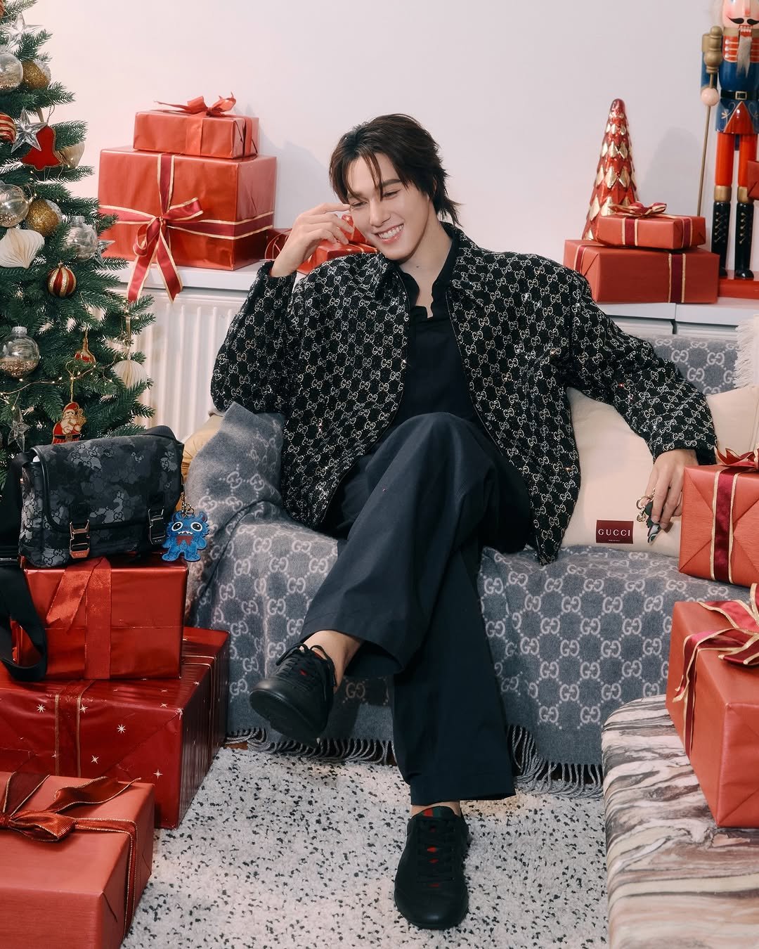 Photo shared by 「 Nani 」 on December 14, 2025 tagging @gucci. May be an image of one or more people, bangs, top and text.