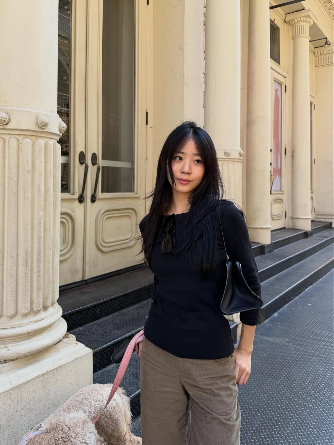 Photo by Evelyn 현정 Ha on March 29, 2026. May be an image of Bedlington terrier, turtleneck and text.